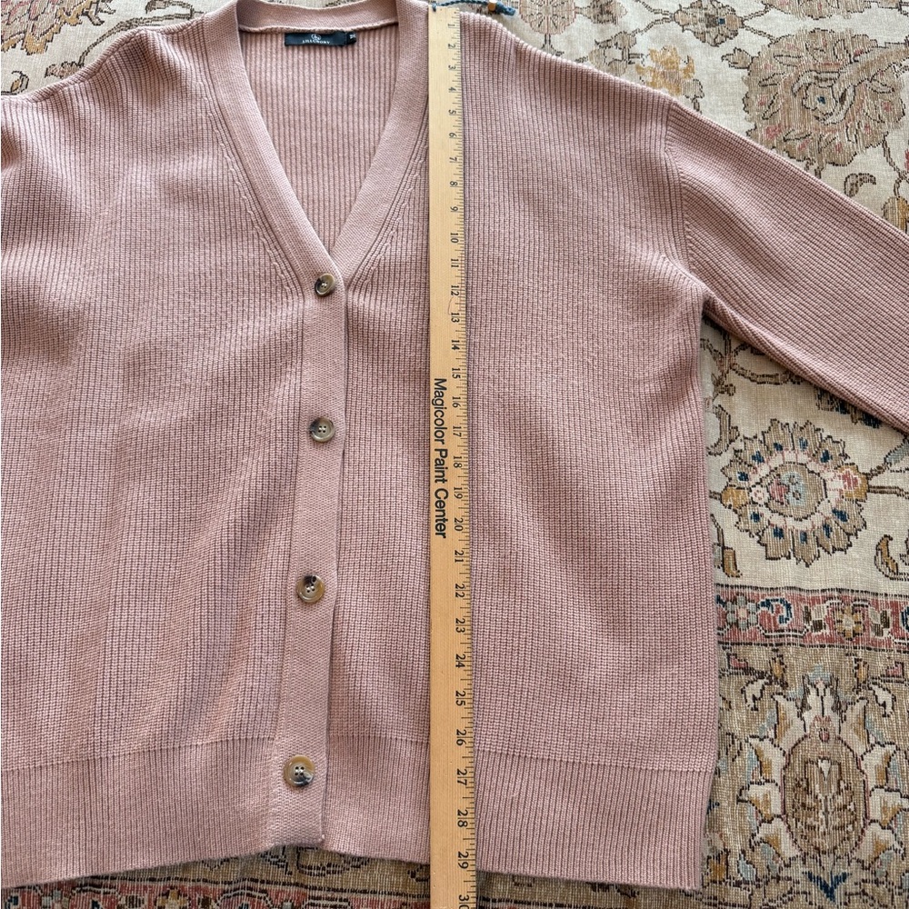Tan Ribbed Button-Down Cocoon Cardigan - Picture 6 of 9